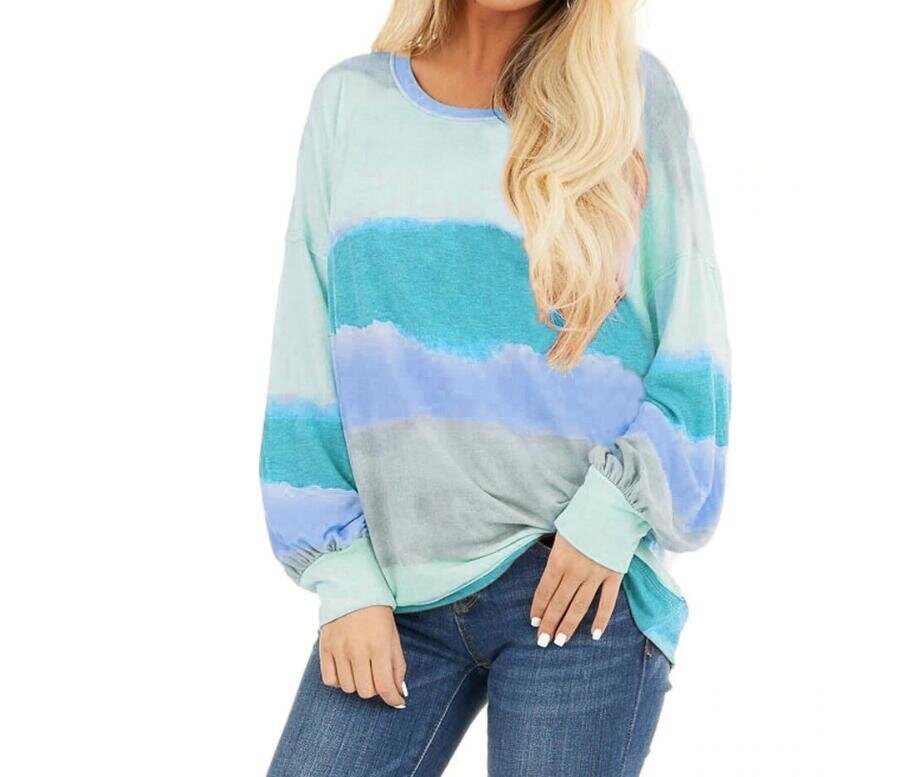 Tie Dye Printed Long Sleeve Sweatshirt Pullover