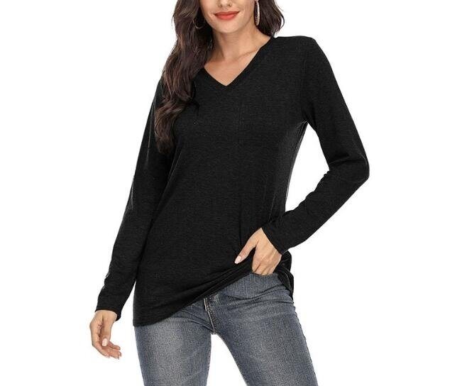 Long Sleeve T Shirts Tunic Tops with Pocket