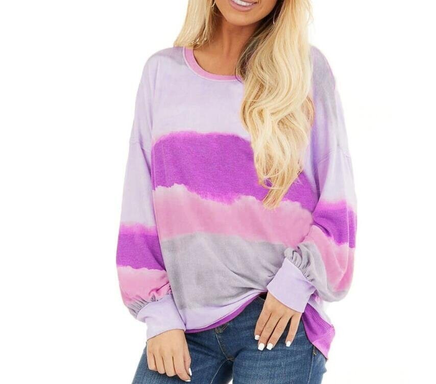 Tie Dye Printed Long Sleeve Sweatshirt Pullover