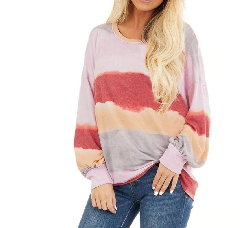 Tie Dye Printed Long Sleeve Sweatshirt Pullover