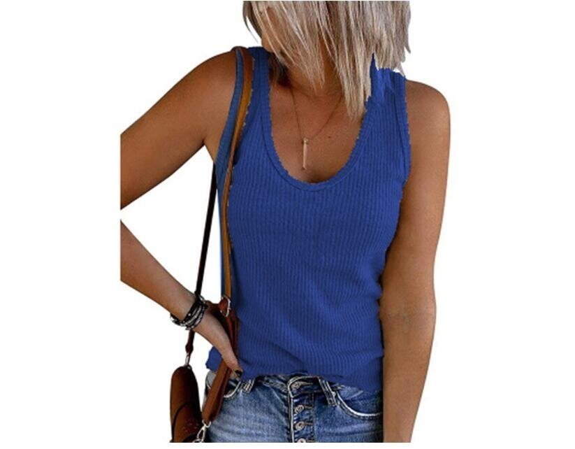 U-neck Sleeveless Knit Casual Tank