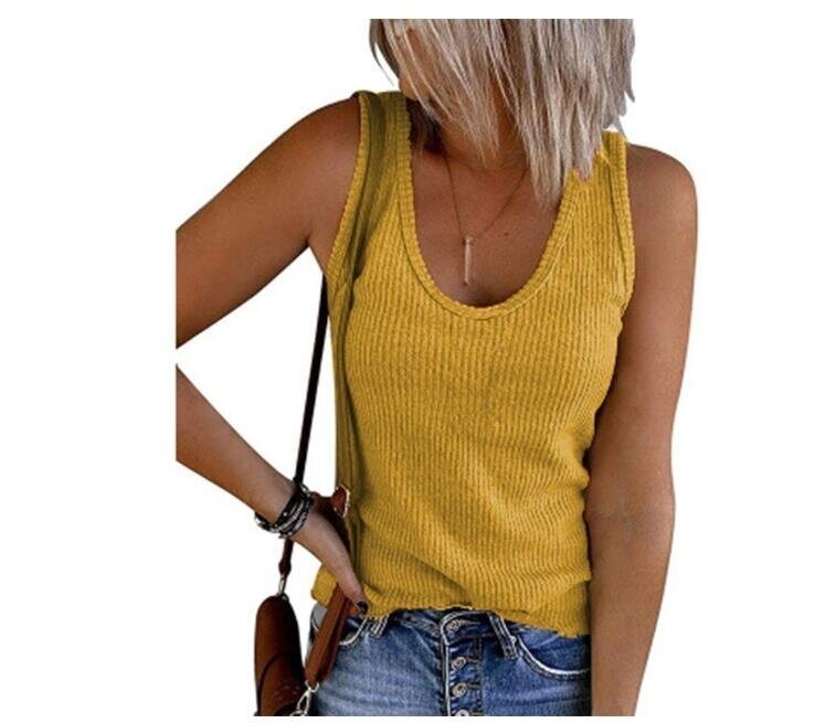 U-neck Sleeveless Knit Casual Tank