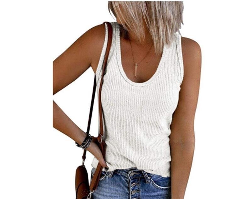 U-neck Sleeveless Knit Casual Tank