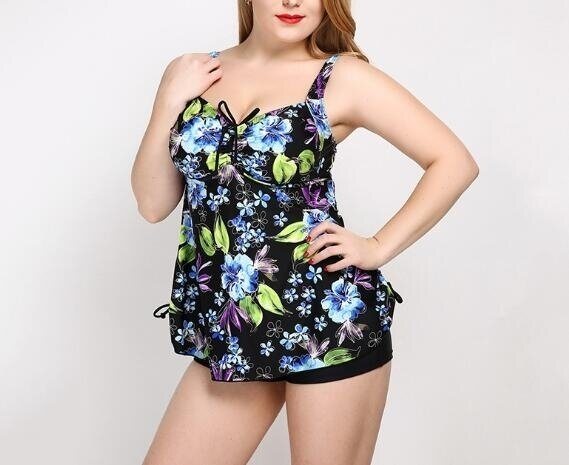 Blouson Floral T-Back Push Up Tankini Top S-XXXL