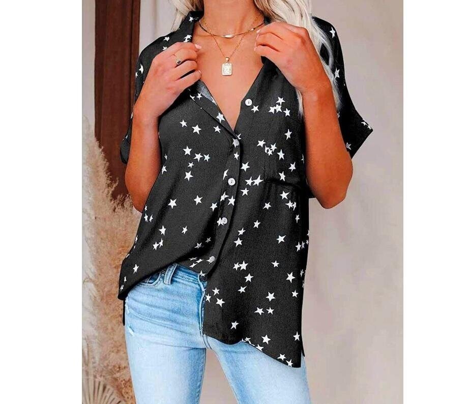 Star Print Short Sleeve Shirt