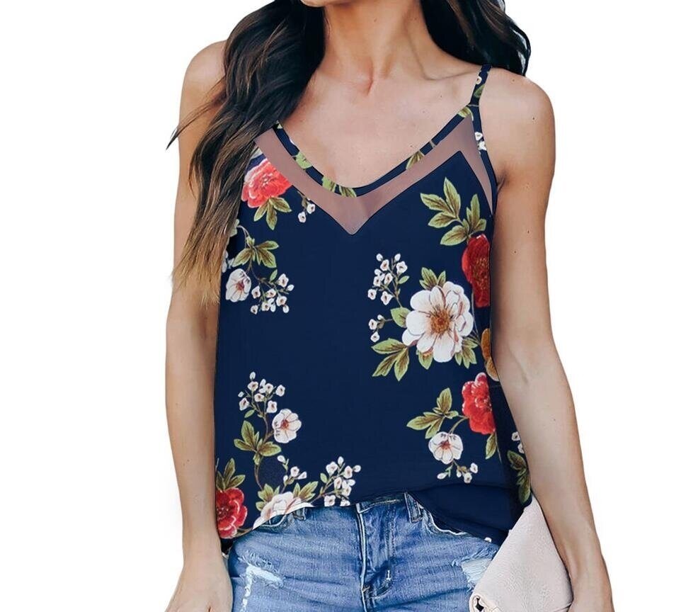 V Neck Sleeveless Strappy Cami Tank