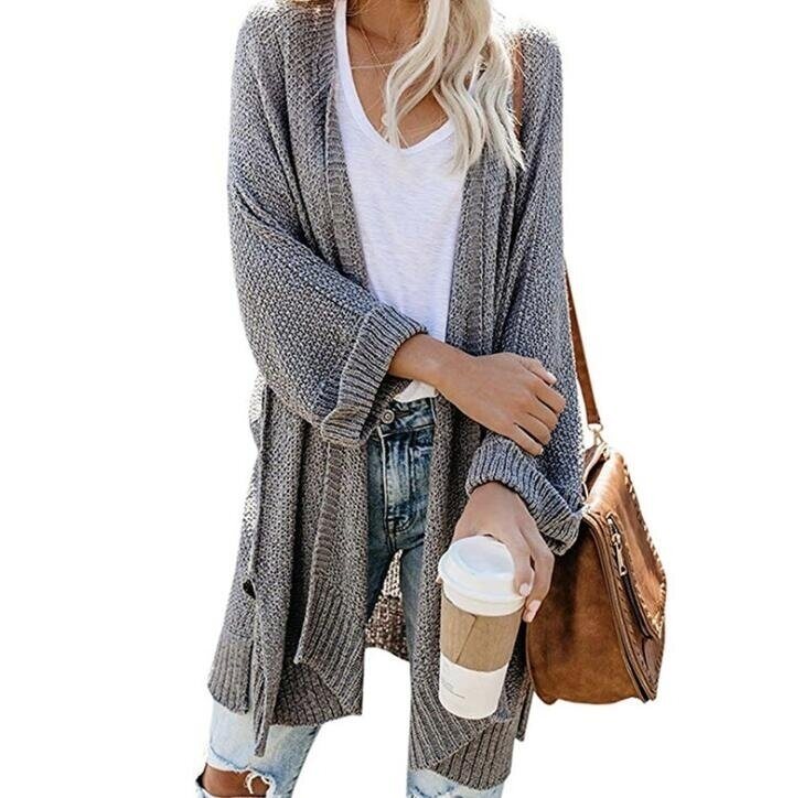 Open Front Knit Cardigan Sweater