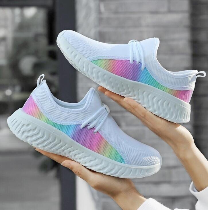 Rainbow Breathable Lace-Up Sneakers