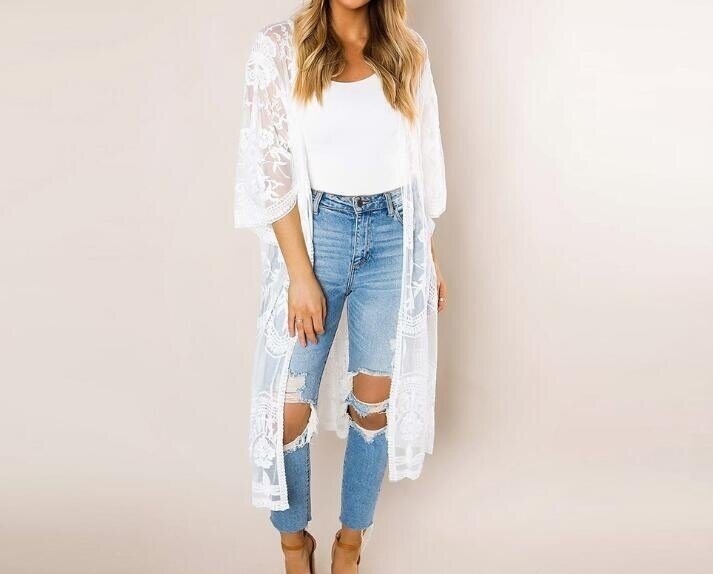 Lace Flower Cardigan Beach Cover Up