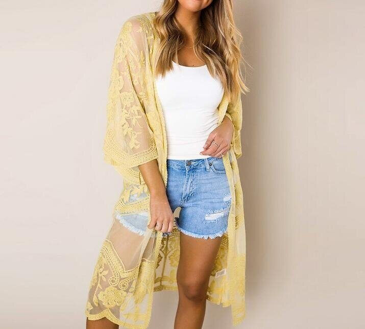 Lace Flower Cardigan Beach Cover Up