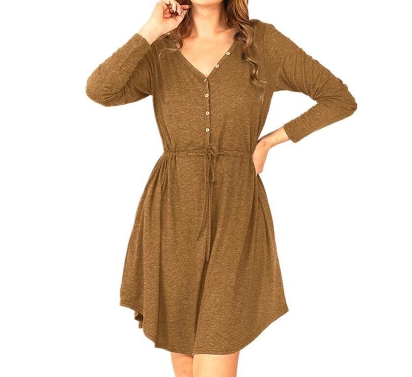 Long Sleeve Buttons Belt Shirt Dress