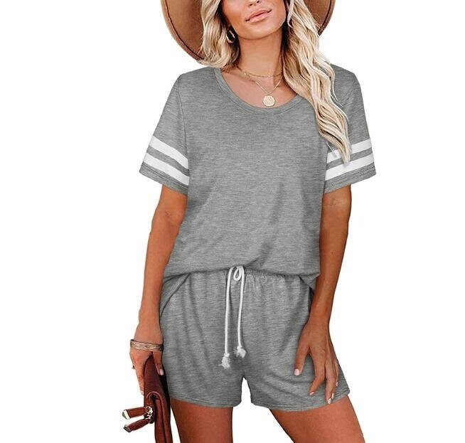 2 Piece T Shirt Short Sleeve Tops and Shorts Set