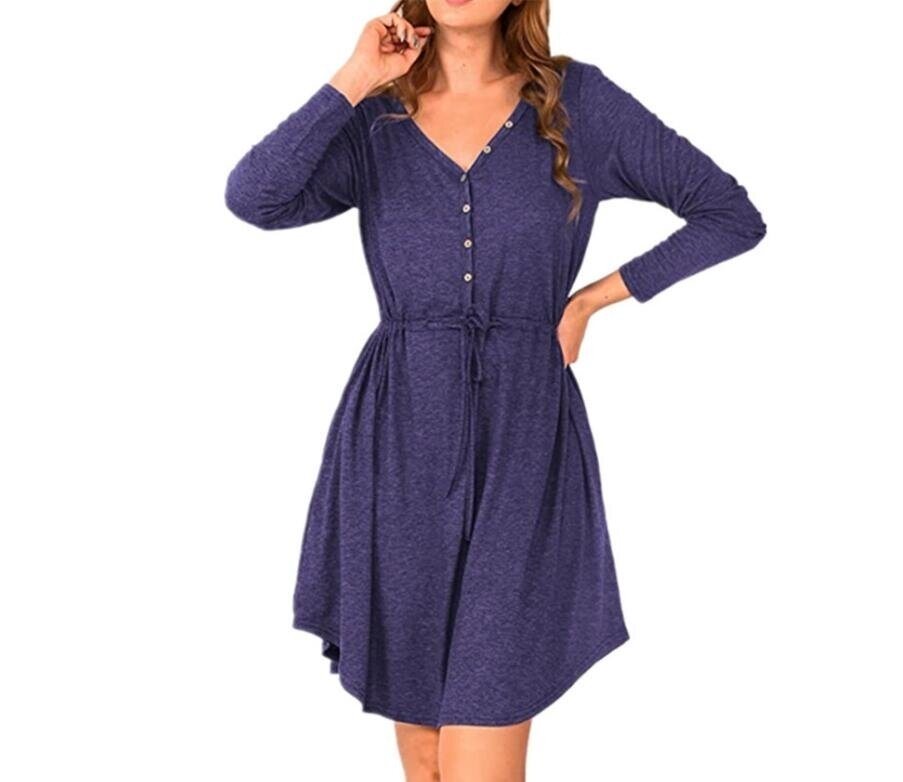 Long Sleeve Buttons Belt Shirt Dress