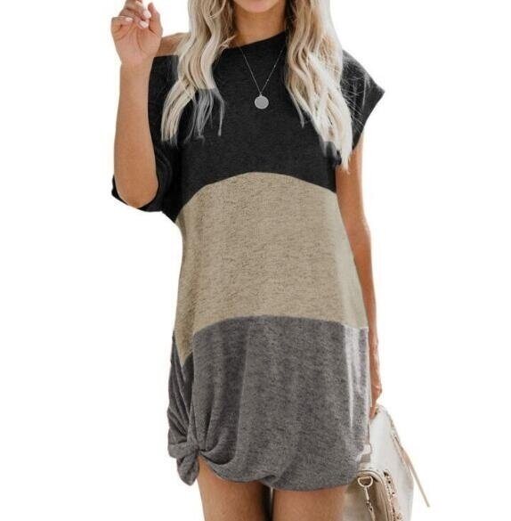 Short Sleeve Tshirt Dresses Side Knot Mini Dress