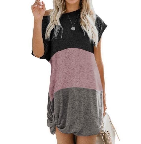 Short Sleeve Tshirt Dresses Side Knot Mini Dress