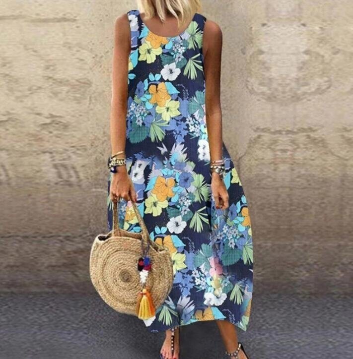 Floral Printed Sleeveless Maxi Dress