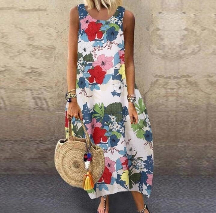 Floral Printed Sleeveless Maxi Dress