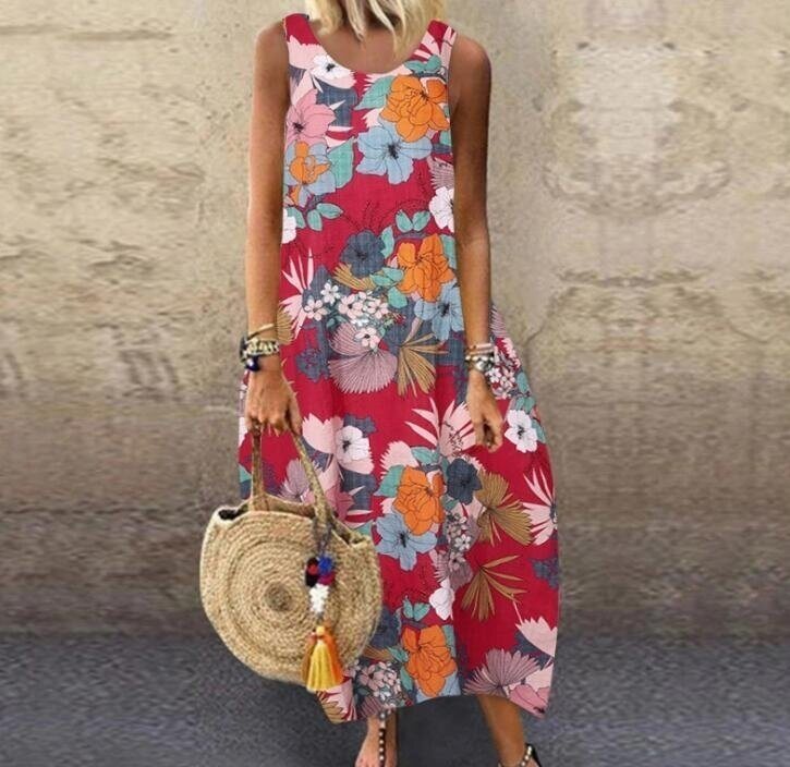 Floral Printed Sleeveless Maxi Dress