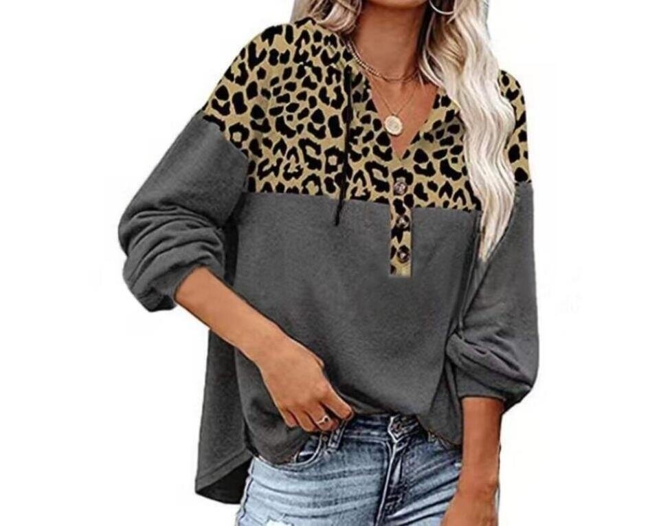 Leopard Print Long Sleeve Round Neck Sweatshirt