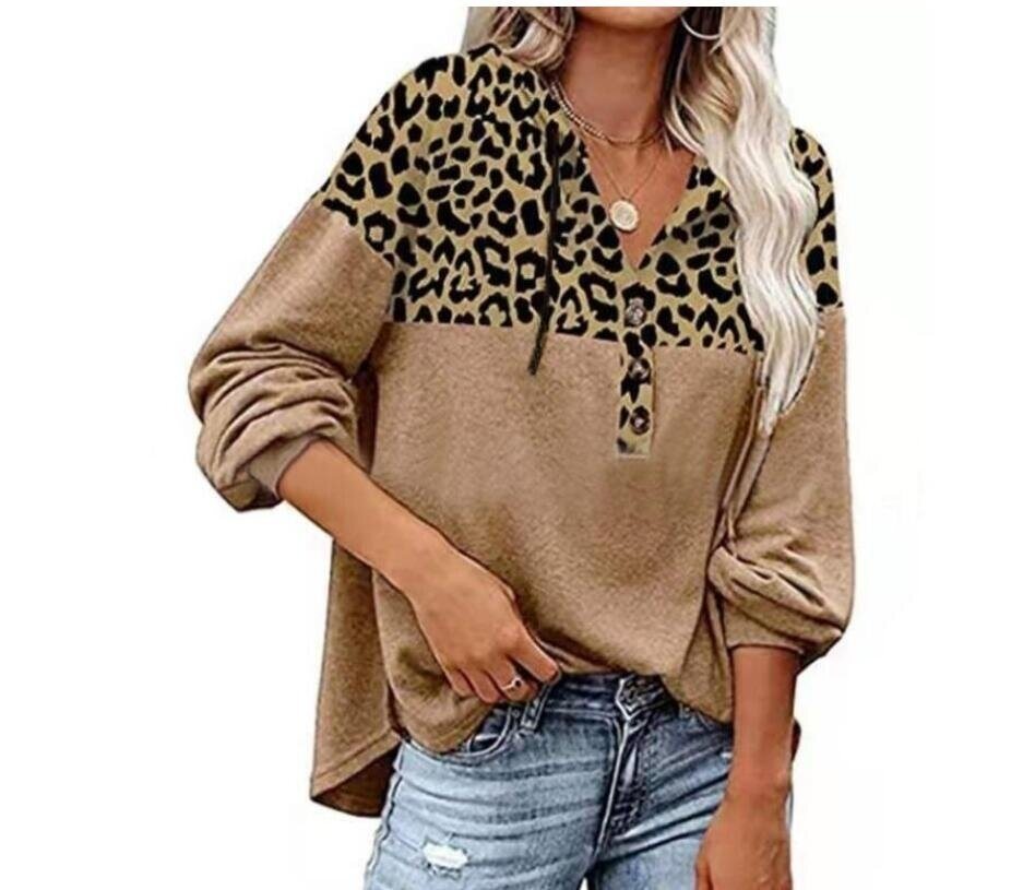 Leopard Print Long Sleeve Round Neck Sweatshirt