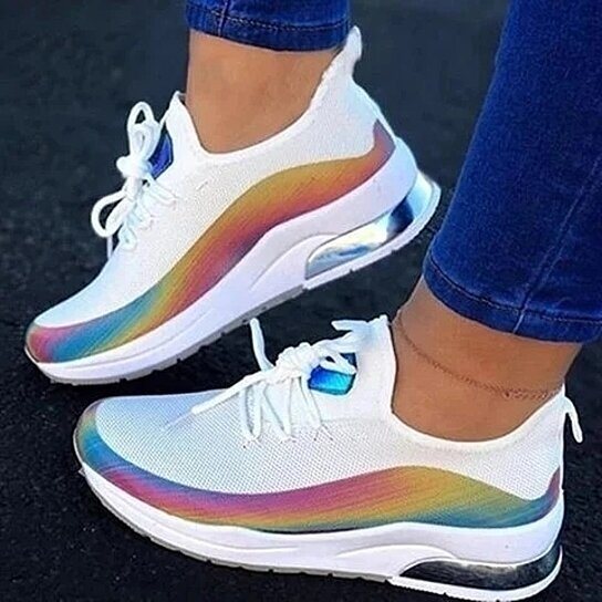 Rainbow Breathable Sneakers, Sizes 5-11