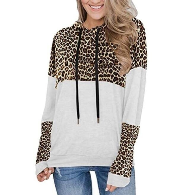 Leopard Print Pullover Hoodie Sweater