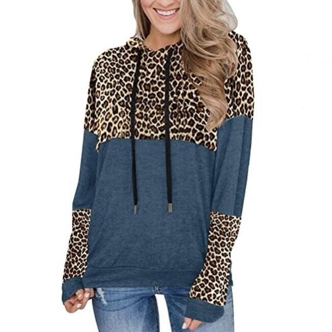 Leopard Print Pullover Hoodie Sweater