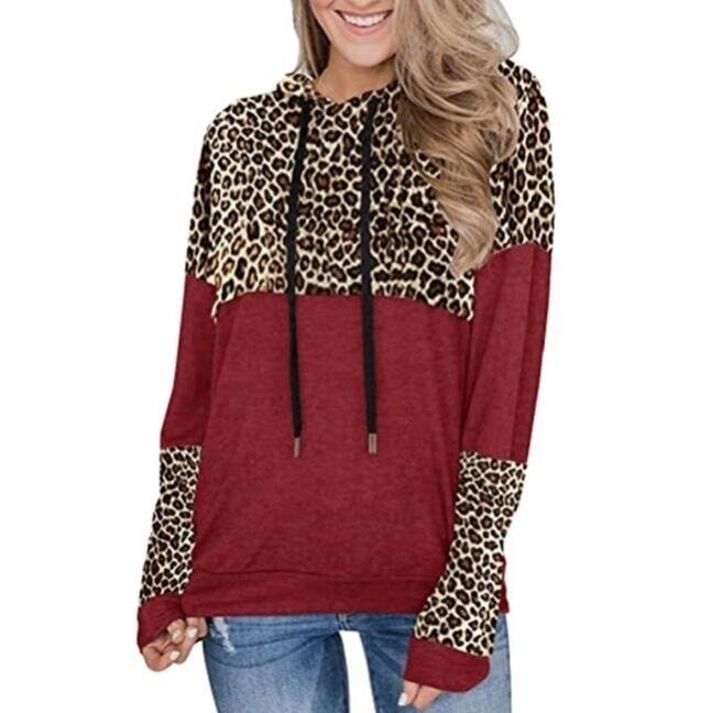 Leopard Print Pullover Hoodie Sweater