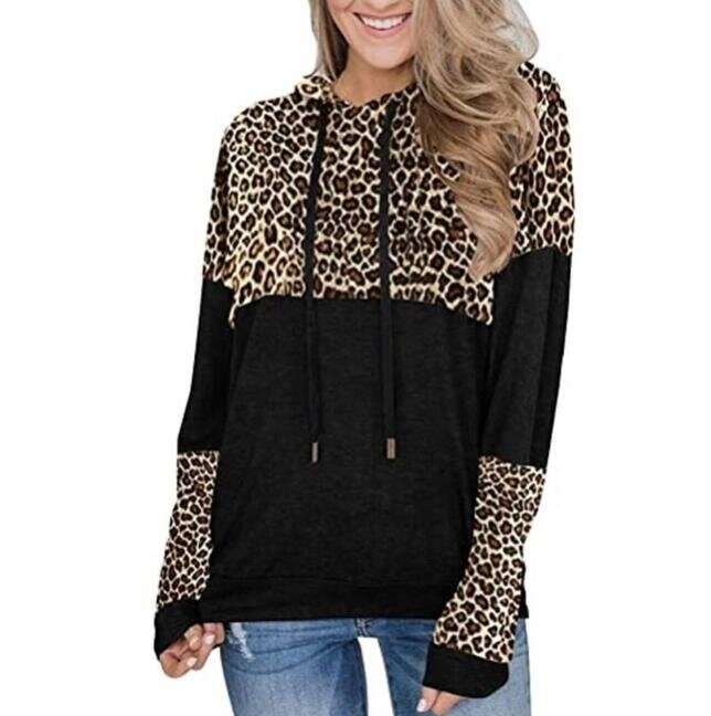 Leopard Print Pullover Hoodie Sweater