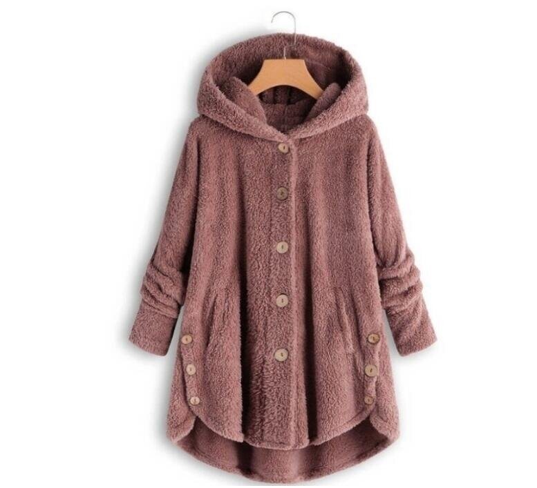 Cozy Hooded Sherpa Hem Button Sweater