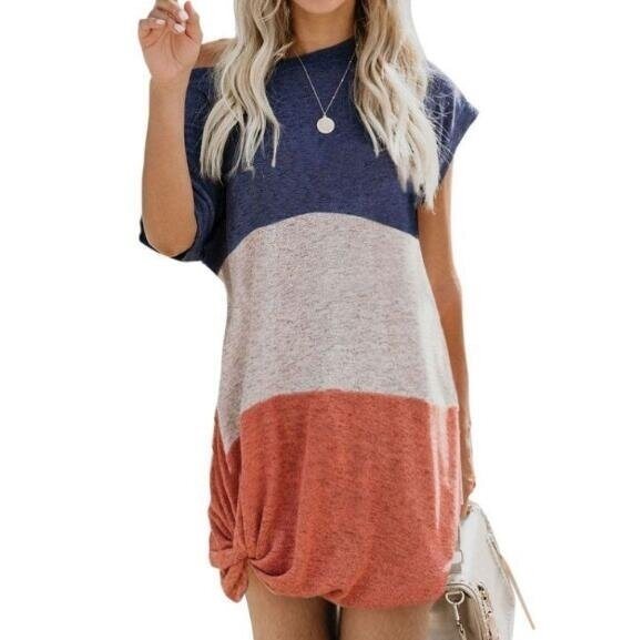 Short Sleeve Tshirt Dresses Side Knot Mini Dress