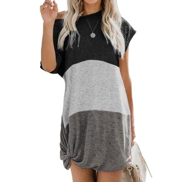 Short Sleeve Tshirt Dresses Side Knot Mini Dress