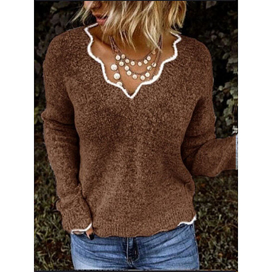 Wave Collar Block Holiday Sweater