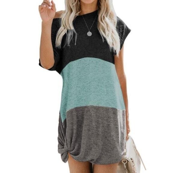 Short Sleeve Tshirt Dresses Side Knot Mini Dress