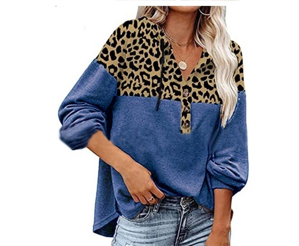 Leopard Print Long Sleeve Round Neck Sweatshirt