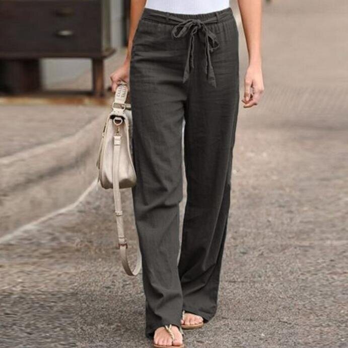 Comfy High Waist Wide Leg Linen Pants with Pockets