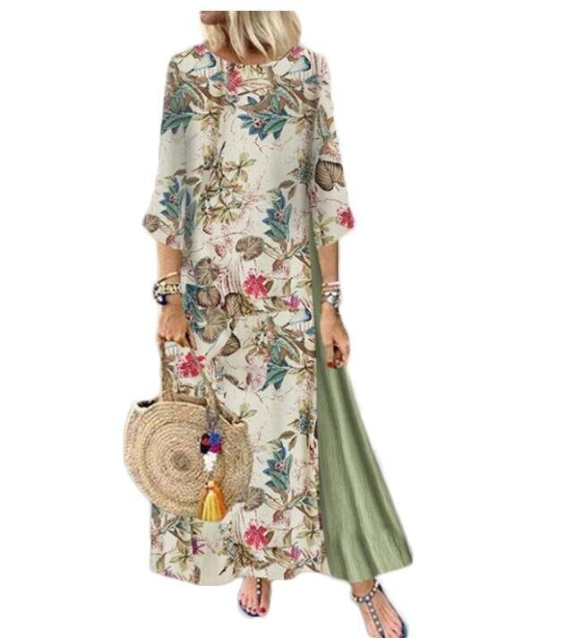 Linen Long Sleeve Bohemian Maxi Dress