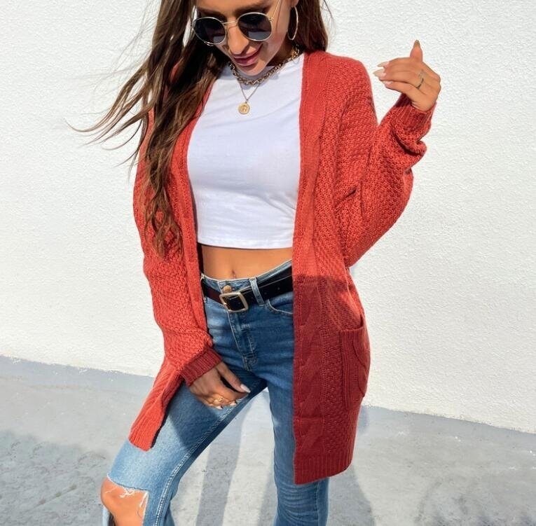 Open Front Knitted Sweater Cardigan