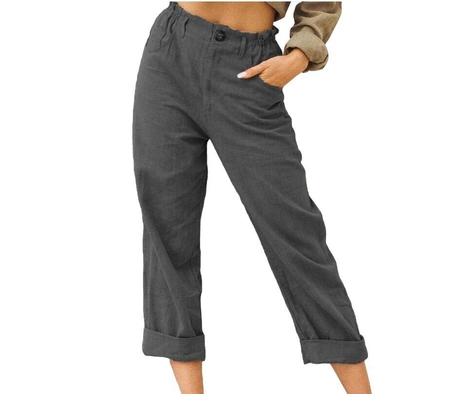 Cotton Linen Loose High Waist Casual Trousers