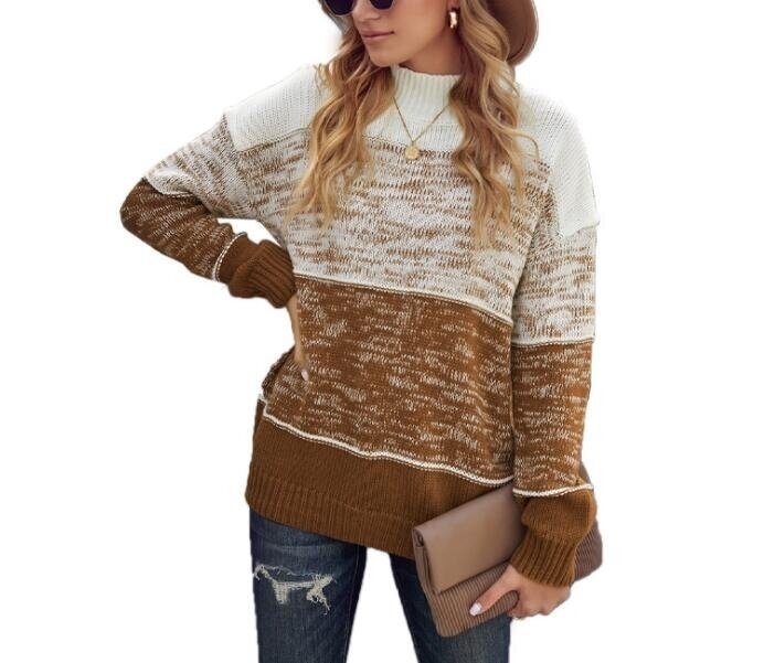 Crew Neck Long Sleeve Pullover Knitted Sweater