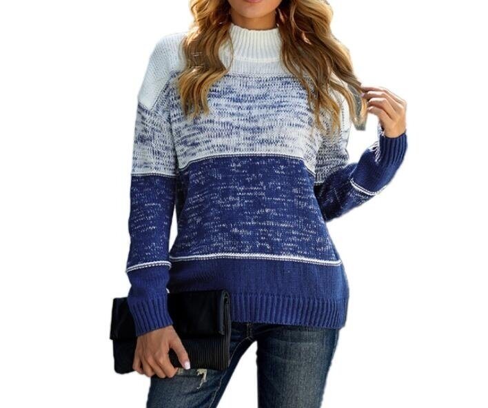 Crew Neck Long Sleeve Pullover Knitted Sweater