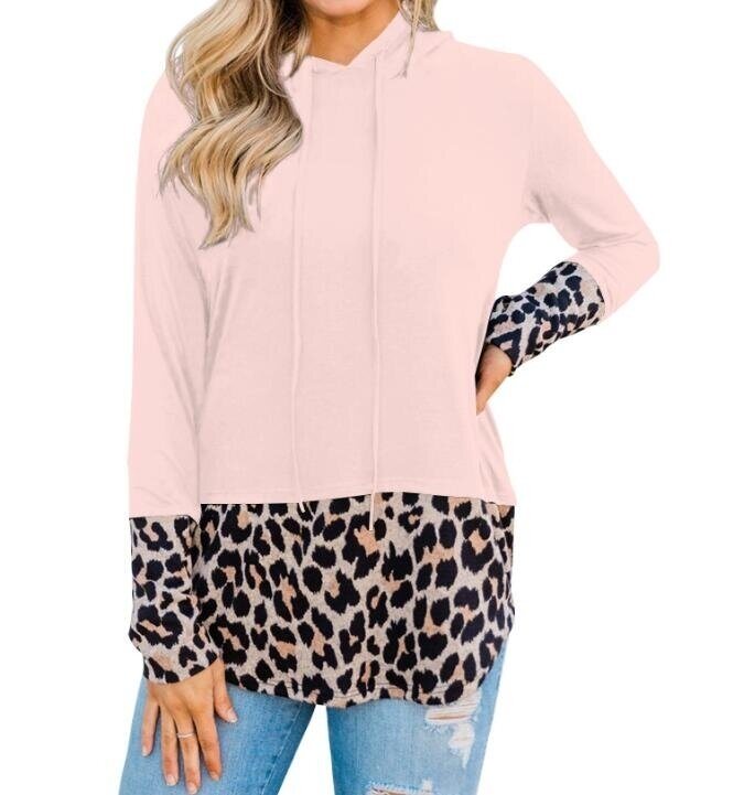 Leopard Print Long Sleeve Hoodies Tops