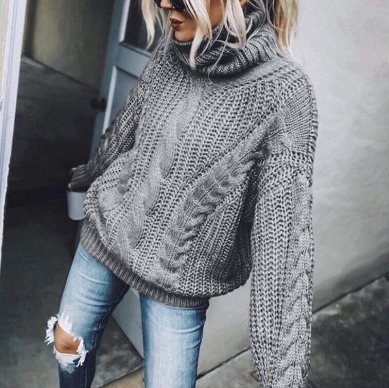 Turtleneck Knitted Sweater Tops