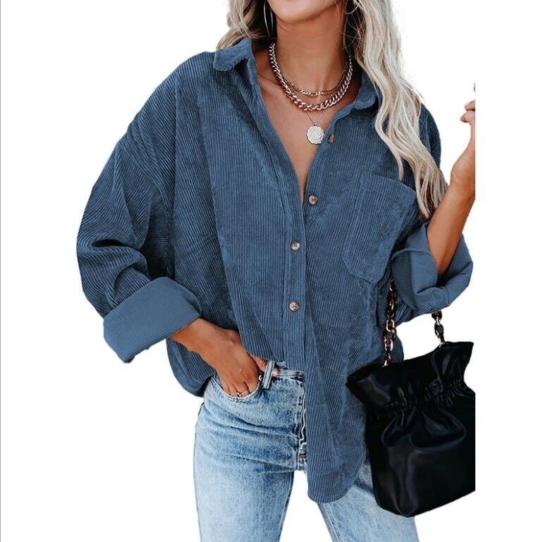 Corduroy Shirts Button Down Blouses Top