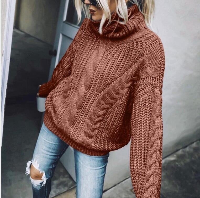 Turtleneck Knitted Sweater Tops