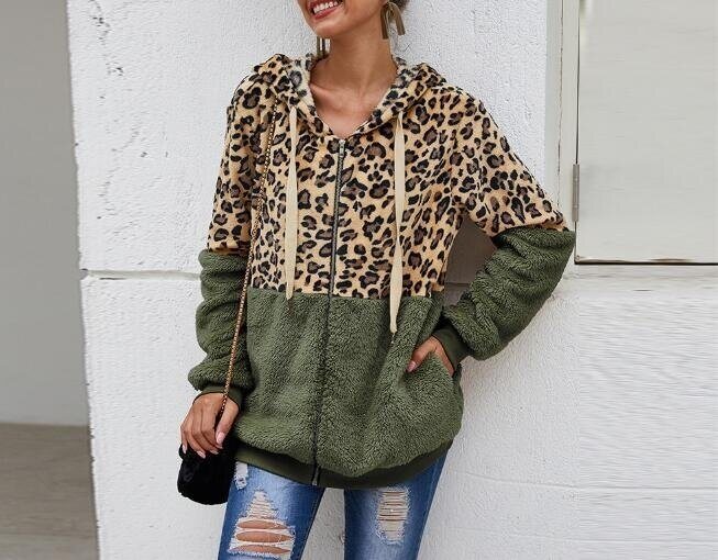 Leopard Sherpa Zip Sweater