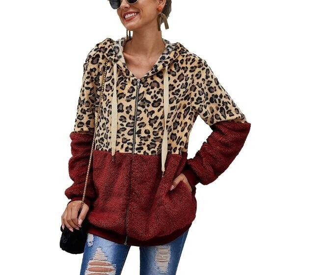 Leopard Sherpa Zip Sweater