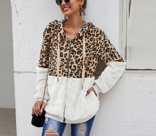 Leopard Sherpa Zip Sweater