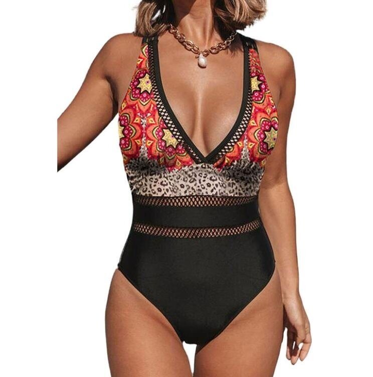 One Piece Retro Printed Slimming Swimsuit