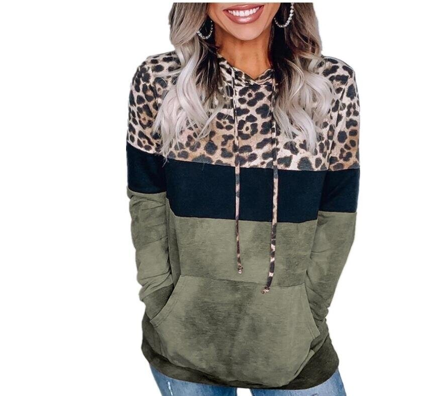 Leopard Print Loose Hooded Sweatshirt